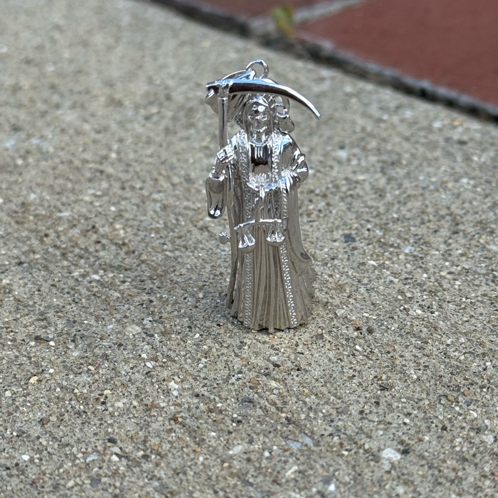 925 Sterling Silver Santa Muerte Pendant